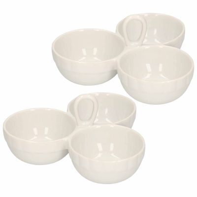 Set van 2x stuks alpina porseleinen tapas/hapjes serveerschaal bloemvorm - Snack en tapasschalen