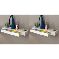 Wandplanken zwevend met lades 2 st 80 cm wit