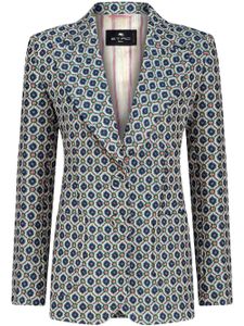 ETRO single-breasted geometric-pattern blazer - Bleu