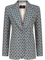 ETRO single-breasted geometric-pattern blazer - Bleu - thumbnail