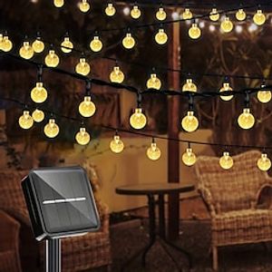 solar globe lichtslingers buiten 10m 50 leds bruiloft decoratie kristallen bol patio verlichting met 8 modi waterdicht voor tuin gazon party bruiloft patio binnenplaats decoraties Lightinthebox