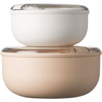 Omada - Pull Box Lunchbox Rond Set van 2 Stuks Assorti - Polypropyleen - Beige - thumbnail