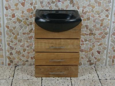 Badmöbel wandhängend Baluran Cabinet 45x25,5x65 cm mit Waschbecken aus Terrazzo.