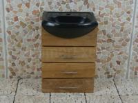 Badmöbel wandhängend Baluran Cabinet 45x25,5x65 cm mit Waschbecken aus Terrazzo.