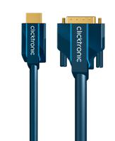 ClickTronic 7.5m HDMI/DVI Adapter 7,5 m DVI-D Blauw - thumbnail