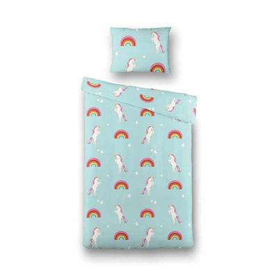 Dekbedovertrek Rainbow Unicorn Dieren 140x200 Cm Fresh And Co Kids - Dekbed-Discounter.nl