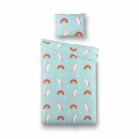 Dekbedovertrek Rainbow Unicorn Dieren 140x200 Cm Fresh And Co Kids - Dekbed-Discounter.nl