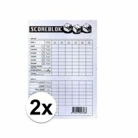 Scoreblok Yahtzee - 2x - blok 100 vellen - dobbelspel - punten opschrijven - 10 x 15 cm