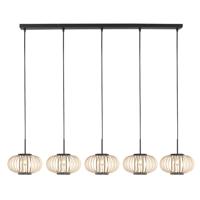 Steinhauer Hanglamp 5-lichts rechtSilva met bamboe kappen - 4529ZW