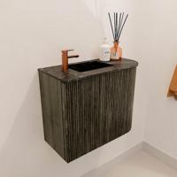 Toiletmeubel Mondiaz Joya Dlux | 51.6 cm | Meubelkleur Shadow | Faye wastafel Lava Wasbak Links | 1 kraangat