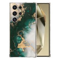 Samsung Galaxy S25 Ultra Hoesje - Marmer Groen TPU Antishock Samsung Galaxy S25 Ultra Hoesje - Marmer Groen TPU Antishock