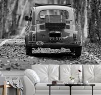 Auto fotobehang Zwart en wit klassieke auto fotobehang