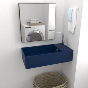 VidaXL Wastafel met overloop keramiek donkerblauw