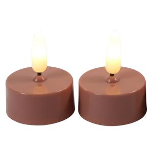 Countryfield LED theelichtjes/waxinelichtjes - 2x st - roze - met timer - warm wit