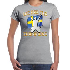 Verkleed T-shirt voor dames - Zweden - grijs - voetbal supporter - themafeest