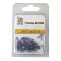 Nellie's Choice • floral glitter brads 3mm. 40stuks/pkg purple