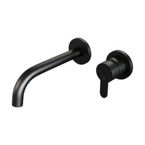 Brauer Black Edition Wastafelmengkraan inbouw - gebogen uitloop links - hendel plat smal - model D 1 - mat zwart 5-S-004-B4-65