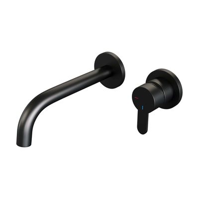 Brauer Black Edition Wastafelmengkraan inbouw - gebogen uitloop links - hendel plat smal - model D 1 - mat zwart 5-S-004-B4-65