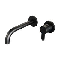 Brauer Black Edition Wastafelmengkraan inbouw - gebogen uitloop links - hendel plat smal - model D 1 - mat zwart 5-S-004-B4-65
