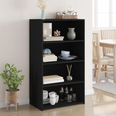 Hoge kast 70x41x124 cm bewerkt hout zwart