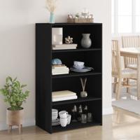 Hoge kast 70x41x124 cm bewerkt hout zwart - thumbnail