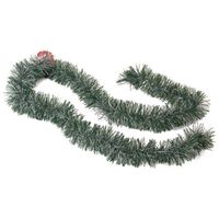 Kerstboom folie slingers/lametta guirlandes van 180 x 7 cm in de kleur groen met sneeuw - Kerstslingers - thumbnail