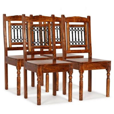 Eetkamerstoelen 4 st massief hout klassiek