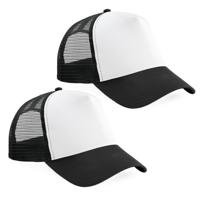 Beechfield Baseballcap - 10x - zwart/wit - truckers pet - volwassenen - verstelbaar