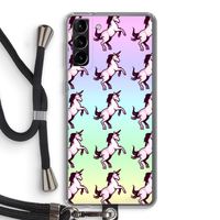 Musketon Unicorn: Samsung Galaxy S21 Plus Transparant Hoesje met koord
