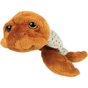 Suki Gifts pluche zeeschildpad Jules knuffeldier - cute eyes - donkerbruin - 14 cm   -