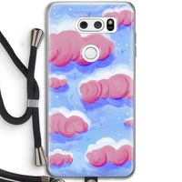 Roze wolken met vogels: LG V30 Transparant Hoesje met koord