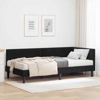 Hoekbedframe met Matras Anders 2 pcs Zwart Fluweel