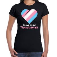 Proud to be transgender pride vlag hartje / LHBT t-shirt zwart voor dames - thumbnail