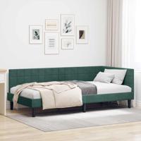 Hoekbedframe met hoofdeinde Donkergroen 90 x 190 cm Fluweel