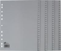 Oxford tabbladen, A4, uit PP, 11-gaatsperforatie, 100 genummerde tabs, grijs 5 stuks