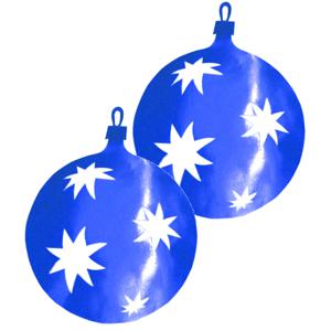 Grote Kerstbal hangdecoratie van karton - 2x - blauw - Dia 30 cm - Kerstversiering