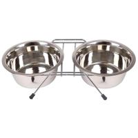 Nobleza Hondenvoerbak met standaard - Dubbel - RVS - Maat L
