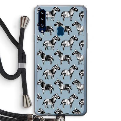 Zebra: Samsung Galaxy A20s Transparant Hoesje met koord