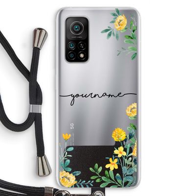 Gele bloemen: Xiaomi Mi 10T 5G Transparant Hoesje met koord