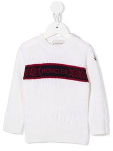 Moncler Enfant pull en laine vierge à logo intarsia - Blanc