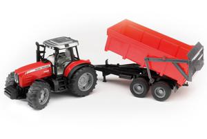 Bruder Massey Ferguson Tractor Rood 7480 Met Aanhanger