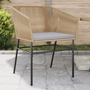 Tuinstoelen 2 st met kussens poly rattan bruin