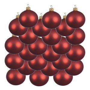 18x Kerst rode glazen kerstballen 6 cm mat