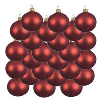 18x Kerst rode glazen kerstballen 6 cm mat - thumbnail