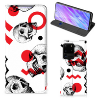 Mobiel BookCase Samsung Galaxy S20 Ultra Skull Red