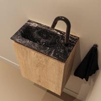 Toiletmeubel Mondiaz Ture Dlux | 40 cm | Meubelkleur Washed Oak | Eden wastafel Lava Links | 1 kraangat