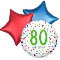 Ballonboeket confetti 80ste verjaardag