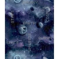 Noordwand Behang Good Vibes Galaxy Planets and Text zwart en paars - thumbnail