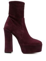 Stuart Weitzman bottes Skyhigh 145 mm en daim à plateforme - Rouge