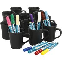Creativ Company Groepsset zwarte mokken beschilderen, diverse kleuren, 36 stuk, 1 set